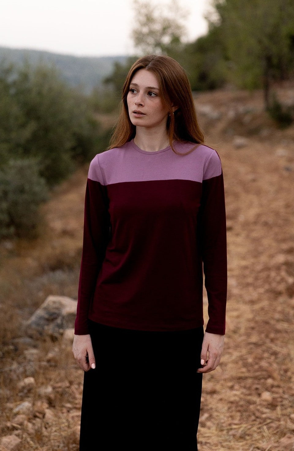 Raspberry/Lilac Colorblock Top