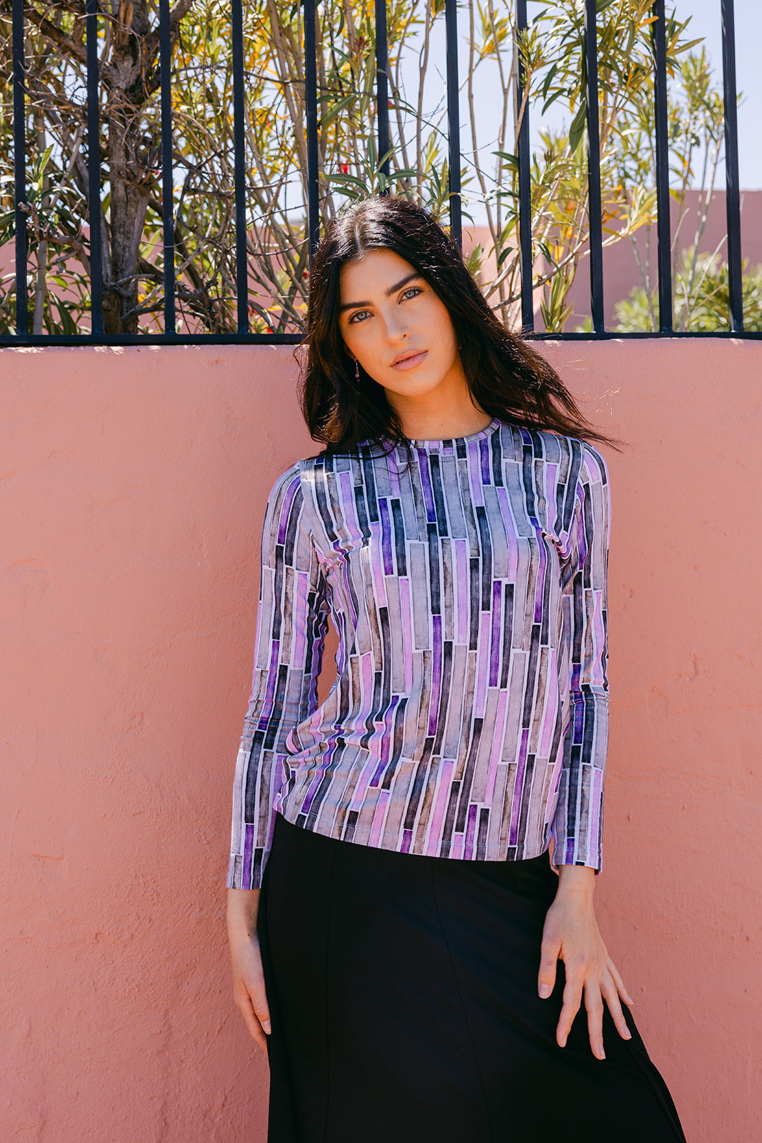 Plum Geo Watercolor Top