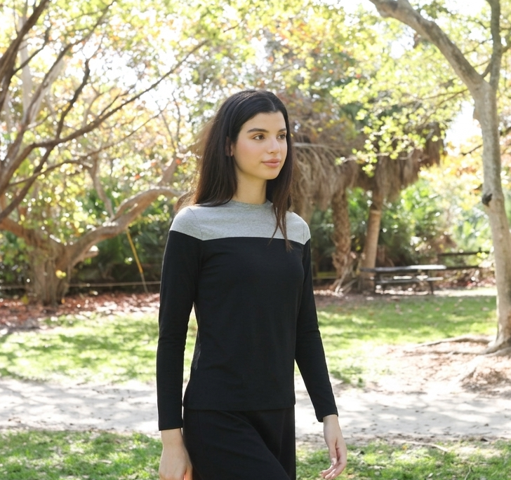 Black/Heather Grey Colorblock Top