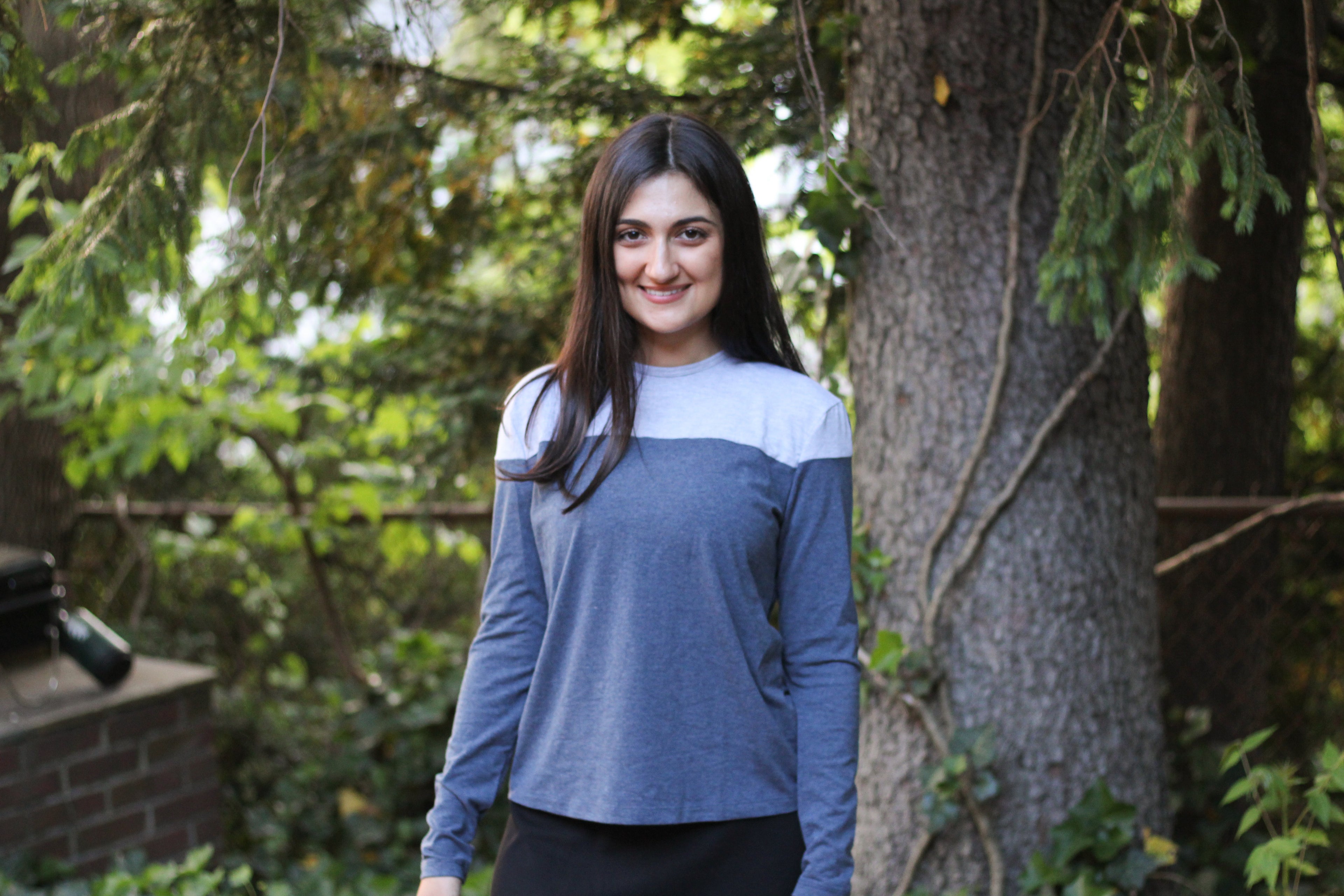 Denim/Light Heather Grey Colorblock Top
