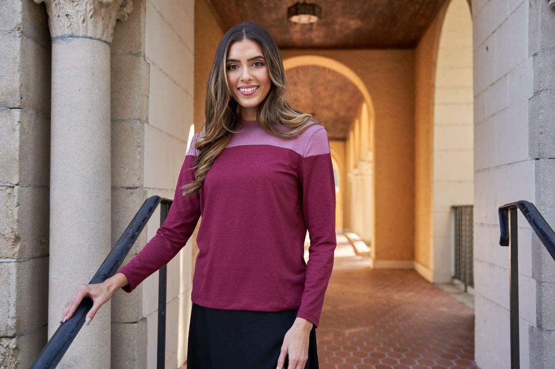 Cranberry/Rose Pink Colorblock Top