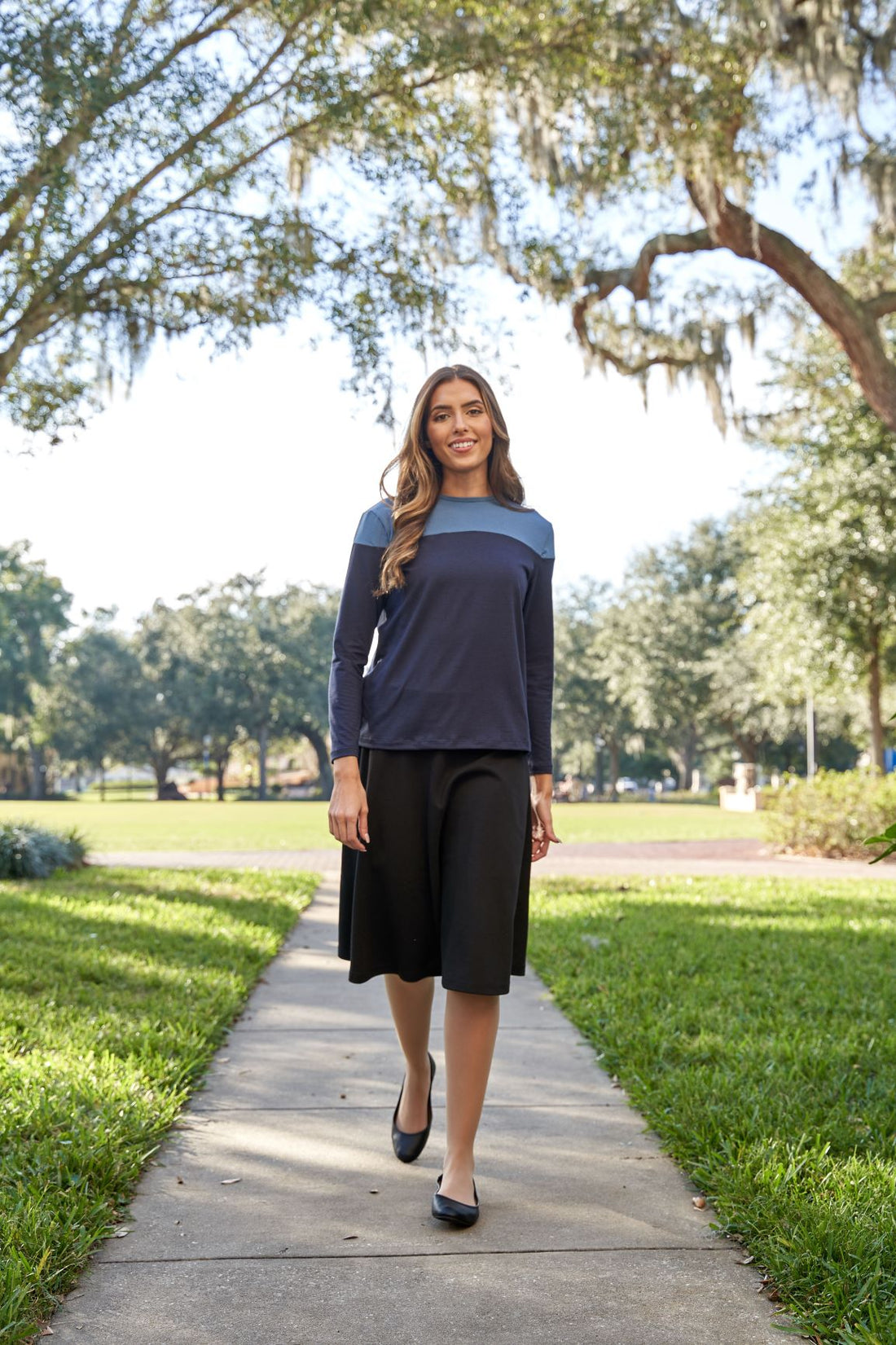 Navy/Cerulean Blue Colorblock Top