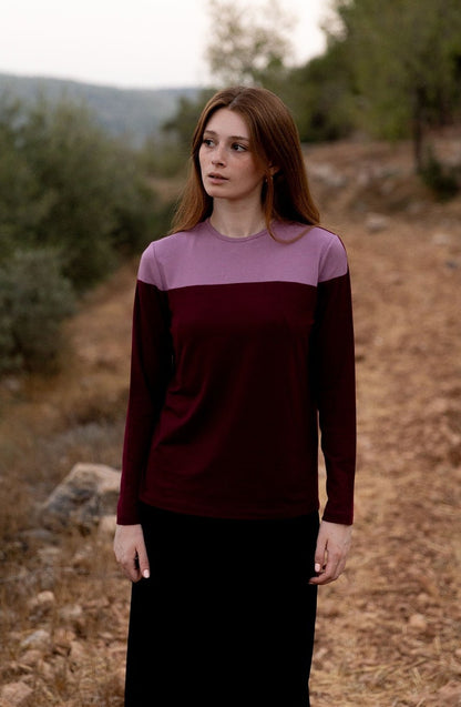 Raspberry/Lilac Colorblock Top