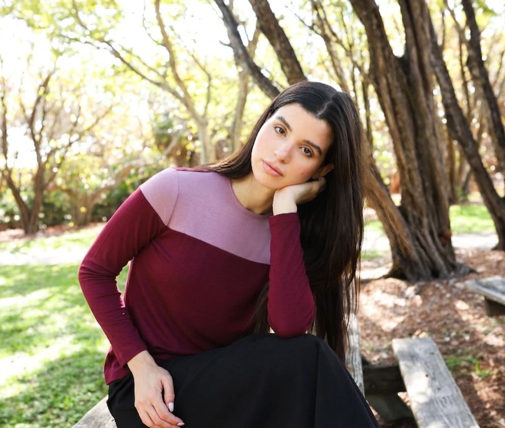 Raspberry/Lilac Colorblock Top