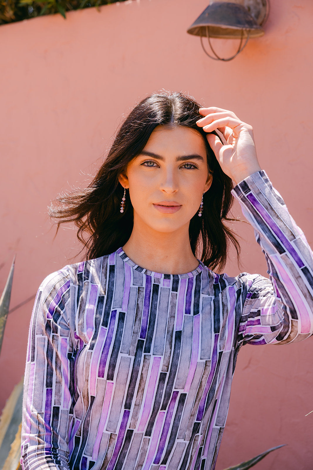 Plum Geo Watercolor Top