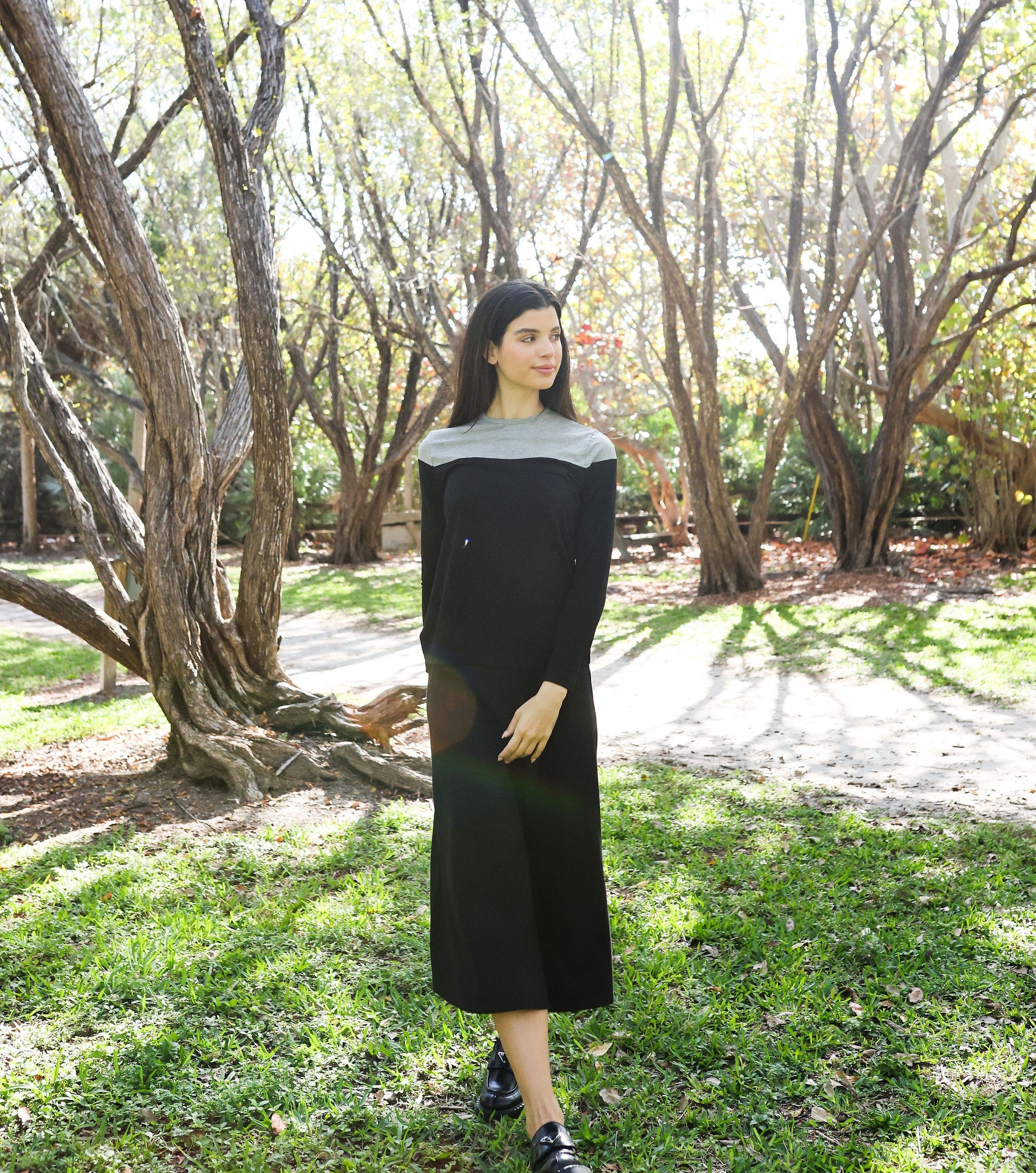 Black/Heather Grey Colorblock Top