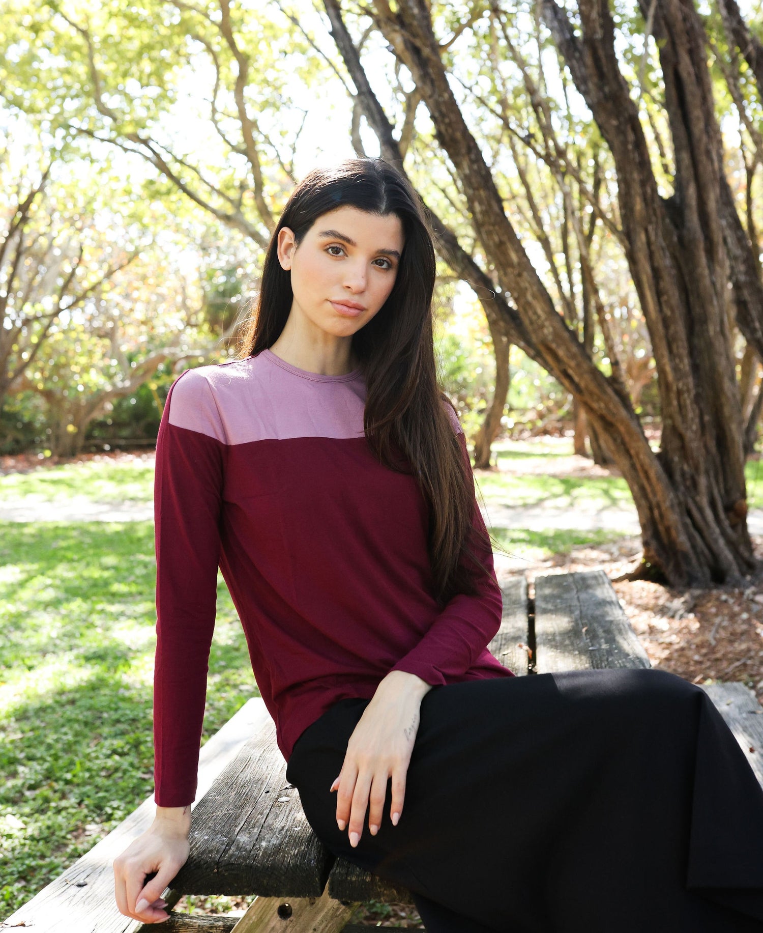 Raspberry/Lilac Colorblock Top