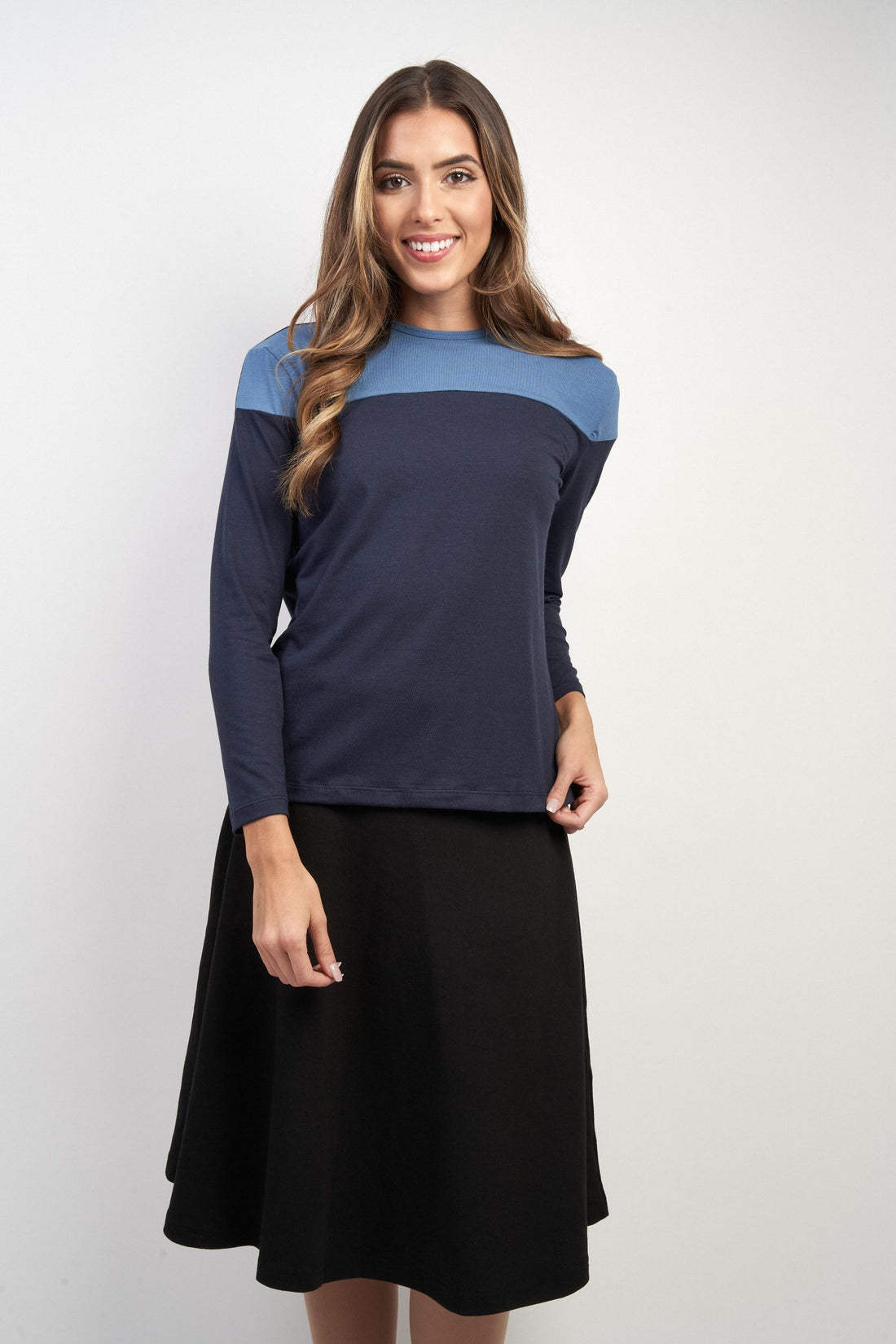 Navy/Cerulean Blue Colorblock Top