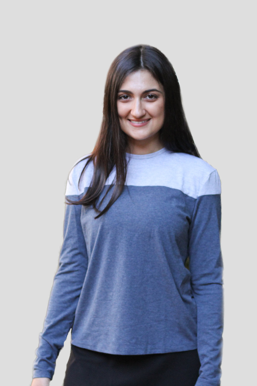 Denim/Light Heather Grey Colorblock Top