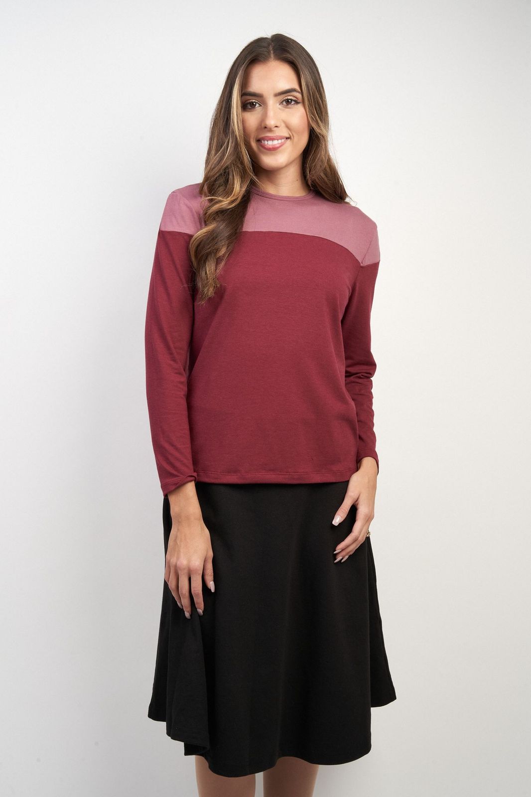 Cranberry/Rose Pink Colorblock Top